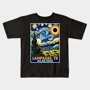 Total Solar Eclipse 2024 Lampasas Texas Starry Night Kids T-Shirt